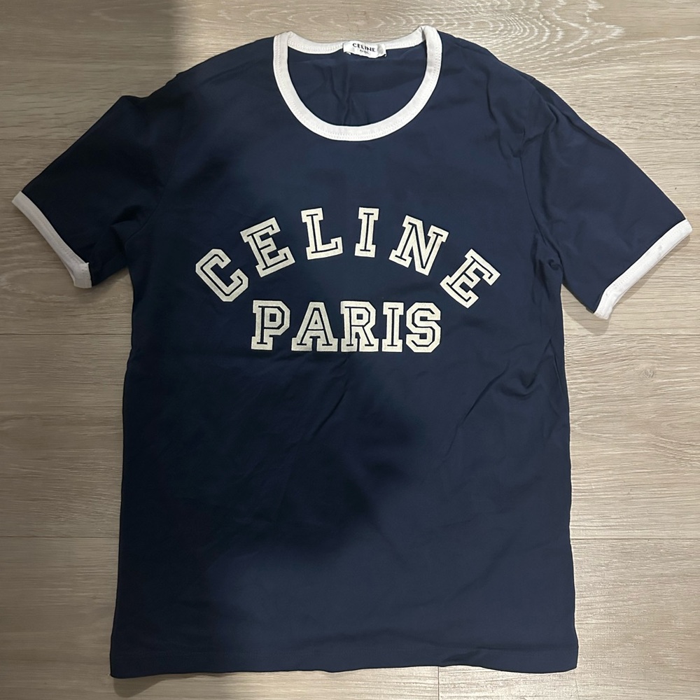 Celine Dark Blue Tee with White Label
